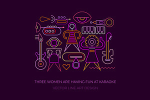 Women Are Having Fun At Karaoke, a Person Illustration by danjazzia