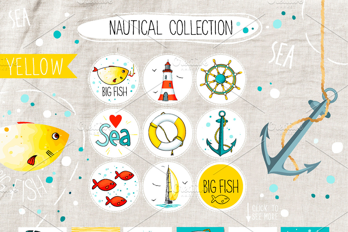 I love SEA - vector design kit, an Object Graphic by Olga Bonitas (Photo 5 of 9)