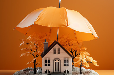 House under the umbrella protection, insurance and Real estate concept, a Business Photo by Natalia Klenova's Shop