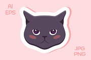 Gray Cat Emoji Stickers, an Animal Illustration by PsychocheArt (Thumbnail 4 of 9)