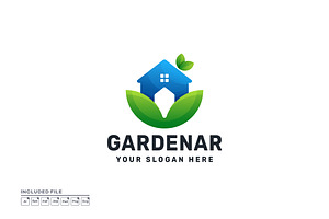 House and Leaves Gradient Logo, a Branding & Logo Template by yuanesei