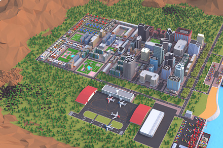 Metropolis City low poly Scene, an Architecture 3D Model by NOMODOL