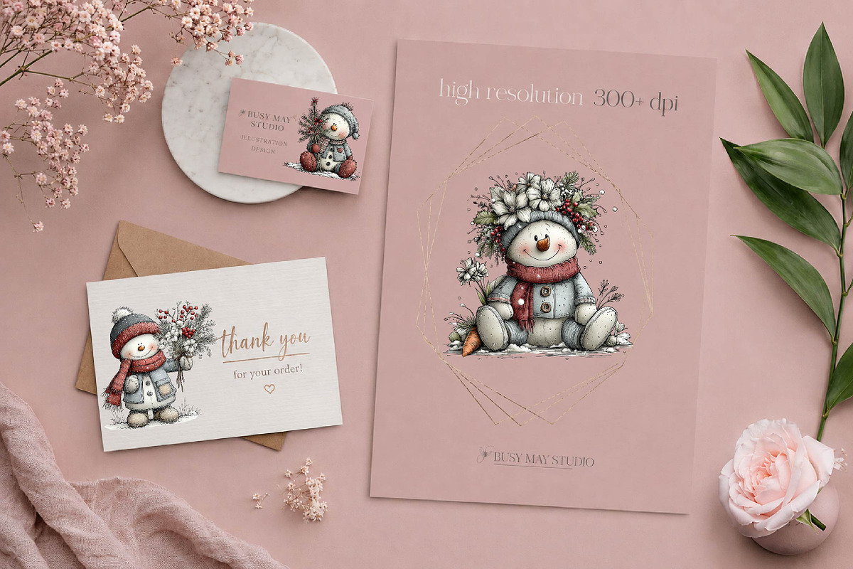Cute Snowman, a Seasonal Illustration by CreationArt (Photo 3 of 9)