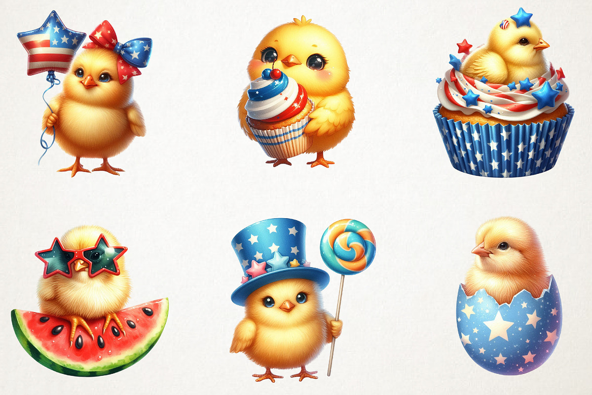 4th Of July Cute Chick Sublimation, an Animal Illustration by RobertsArt (Photo 5 of 7)