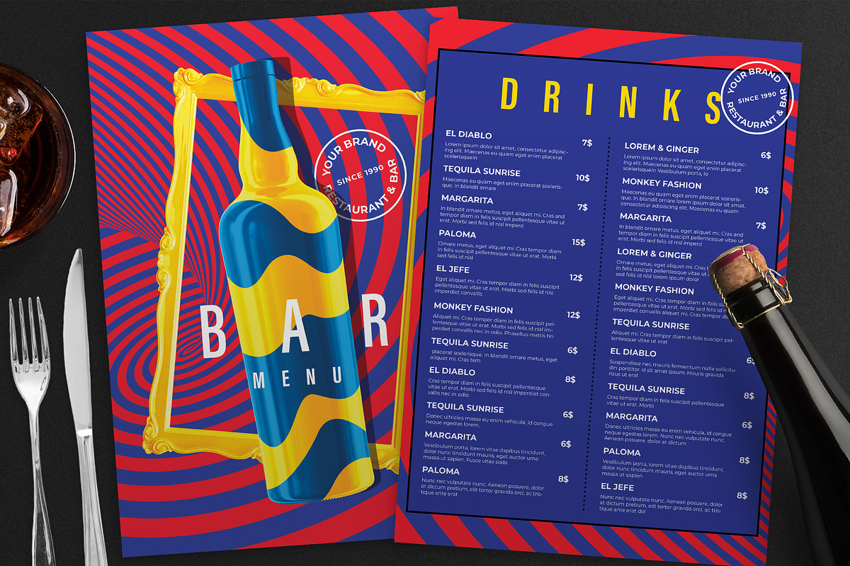 Bar Menu Template, a Flyer Template by BrandPacks (Photo 1 of 6)