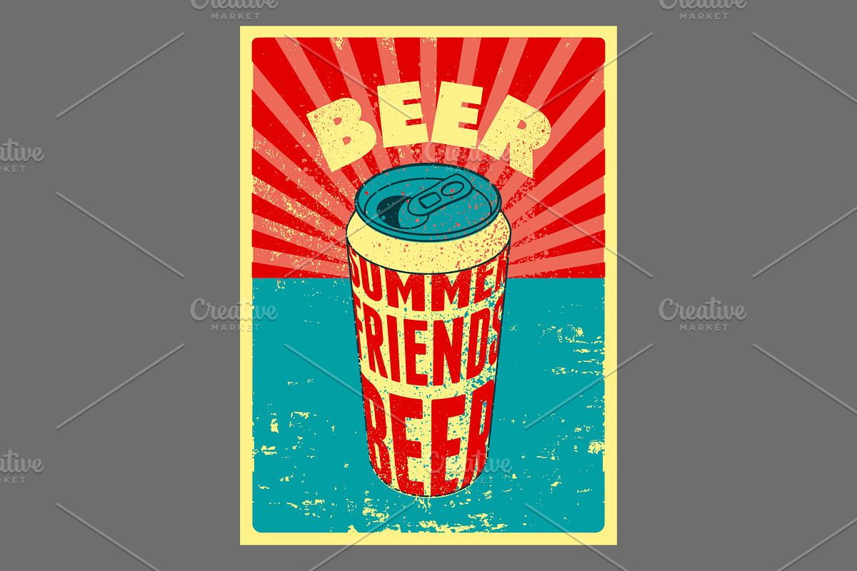 Summer Beer retro vector poster set, a Food Illustration by PoPaShop (Photo 8 of 12)