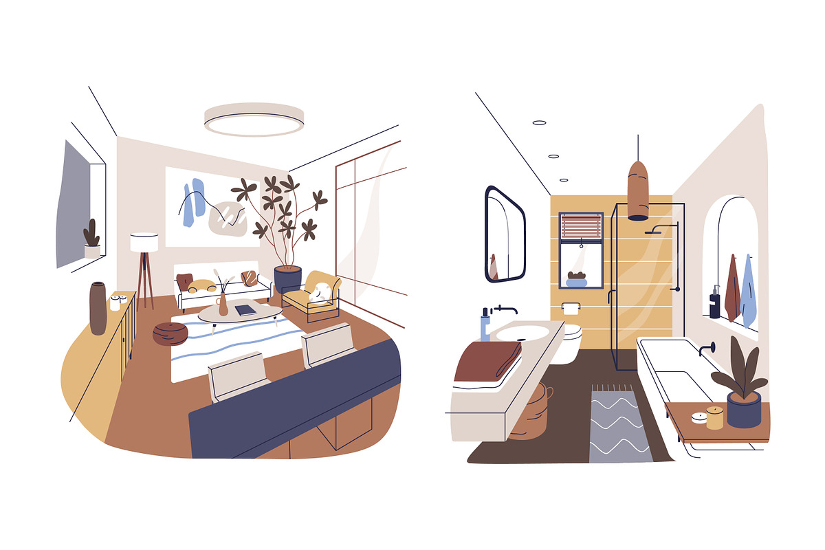Modern home interior designs set, an Object Illustration by Good Studio (Photo 4 of 6)