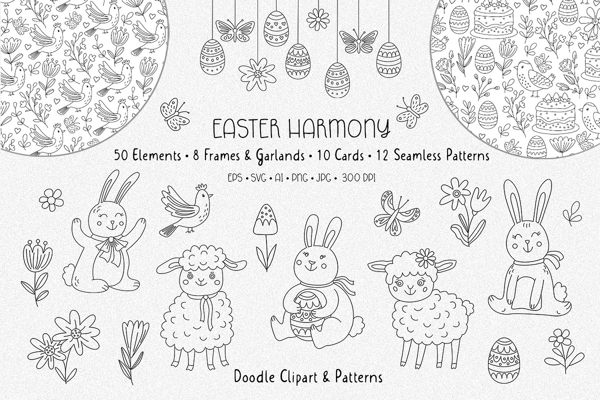 Easter Harmony Doodle Clipart, a Seasonal Illustration by Anna Druzhkova (Photo 1 of 16)