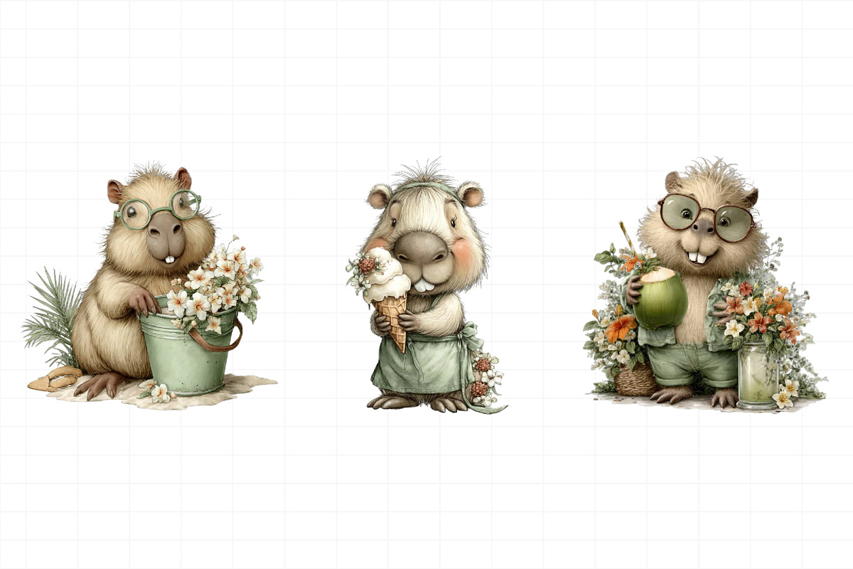 Summer Funny Capybara Clipart, an Illustration by Daily.Designs (Photo 5 of 8)