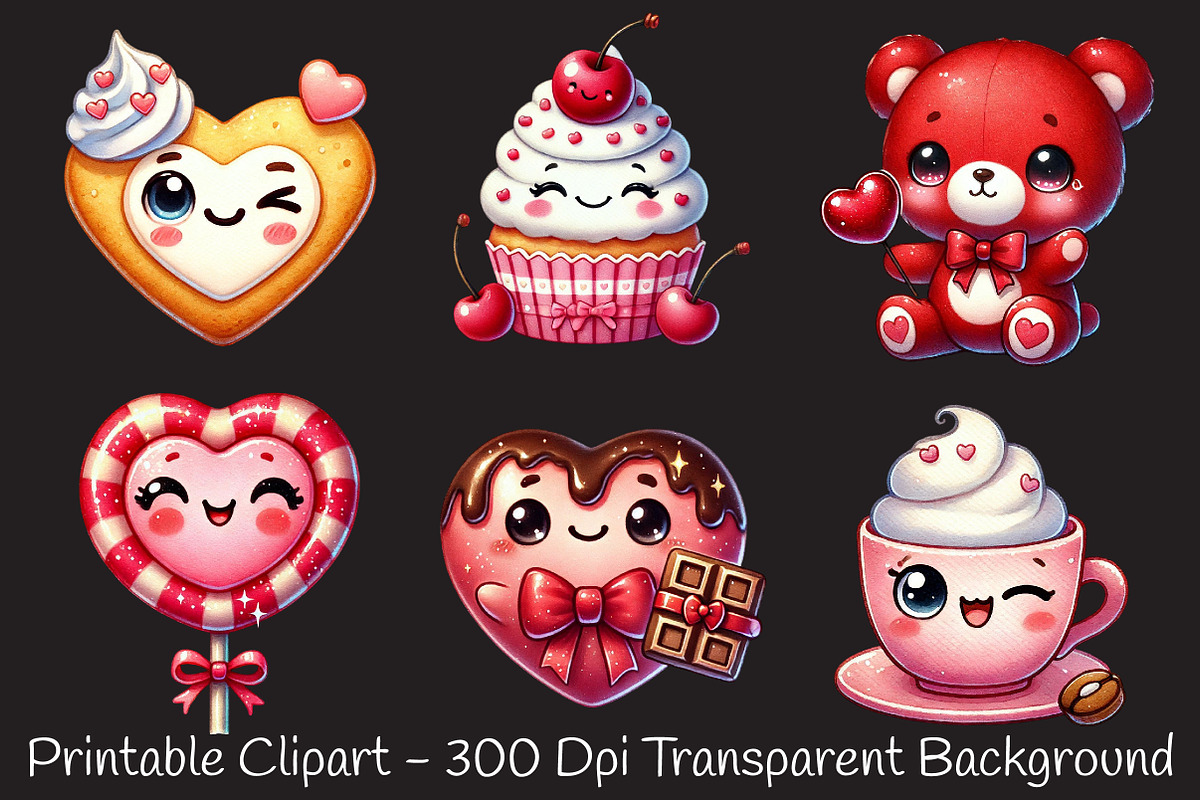 Kawaii sweet valentine food clipart, an Illustration by RobertsArt (Photo 6 of 7)