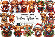 Christmas Highland Cow Clipart, an Illustration by DreamArtGraphic (Thumbnail 1 of 5)