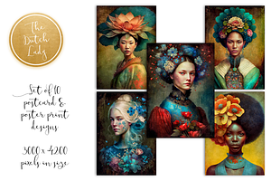 World Women Postcard Art Print Set