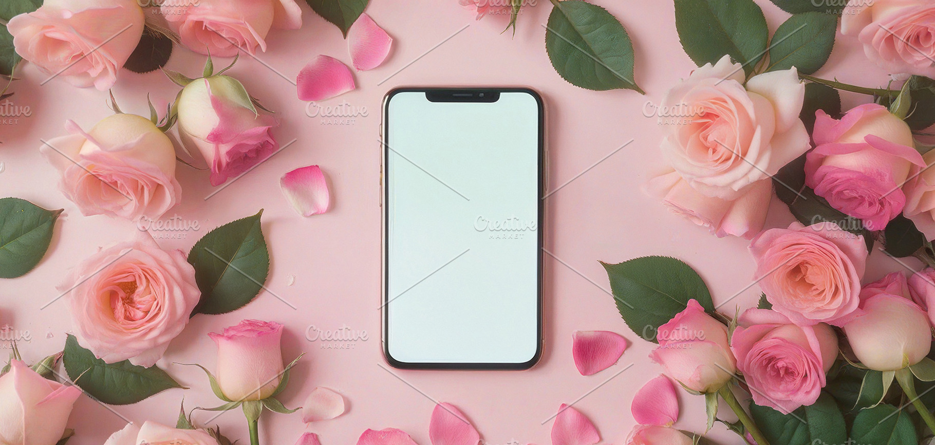 smartphone, background of roses, a Technology Photo by itakdalee