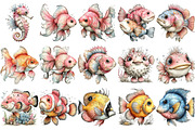 Whimsical Sea Fish Clipart, an Illustration by OK Design (Thumbnail 3 of 6)