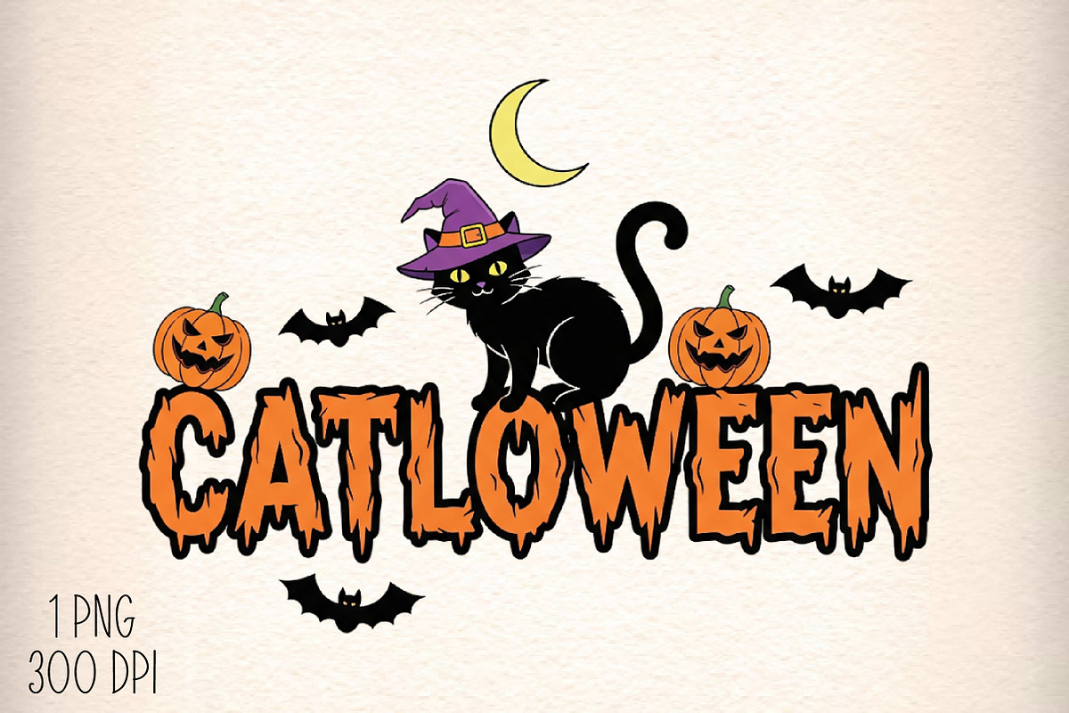 Funny Halloween Catloween Png, an Illustration by Daily.Designs (Photo 1 of 5)