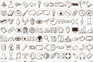 Collection of icons in sketch style