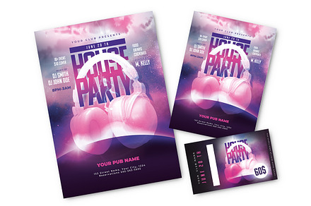 Headphones Illustration Party Print, a Poster Template by McLittle Stock