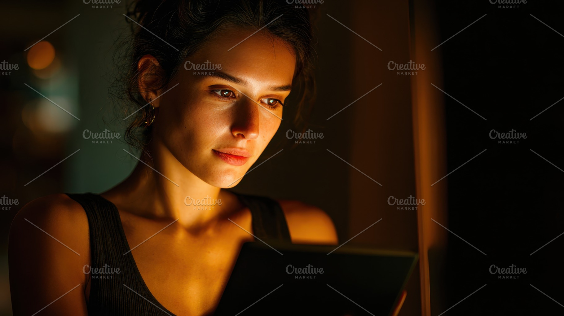 Woman reading a book in dim light, a Photo by Beautiful things