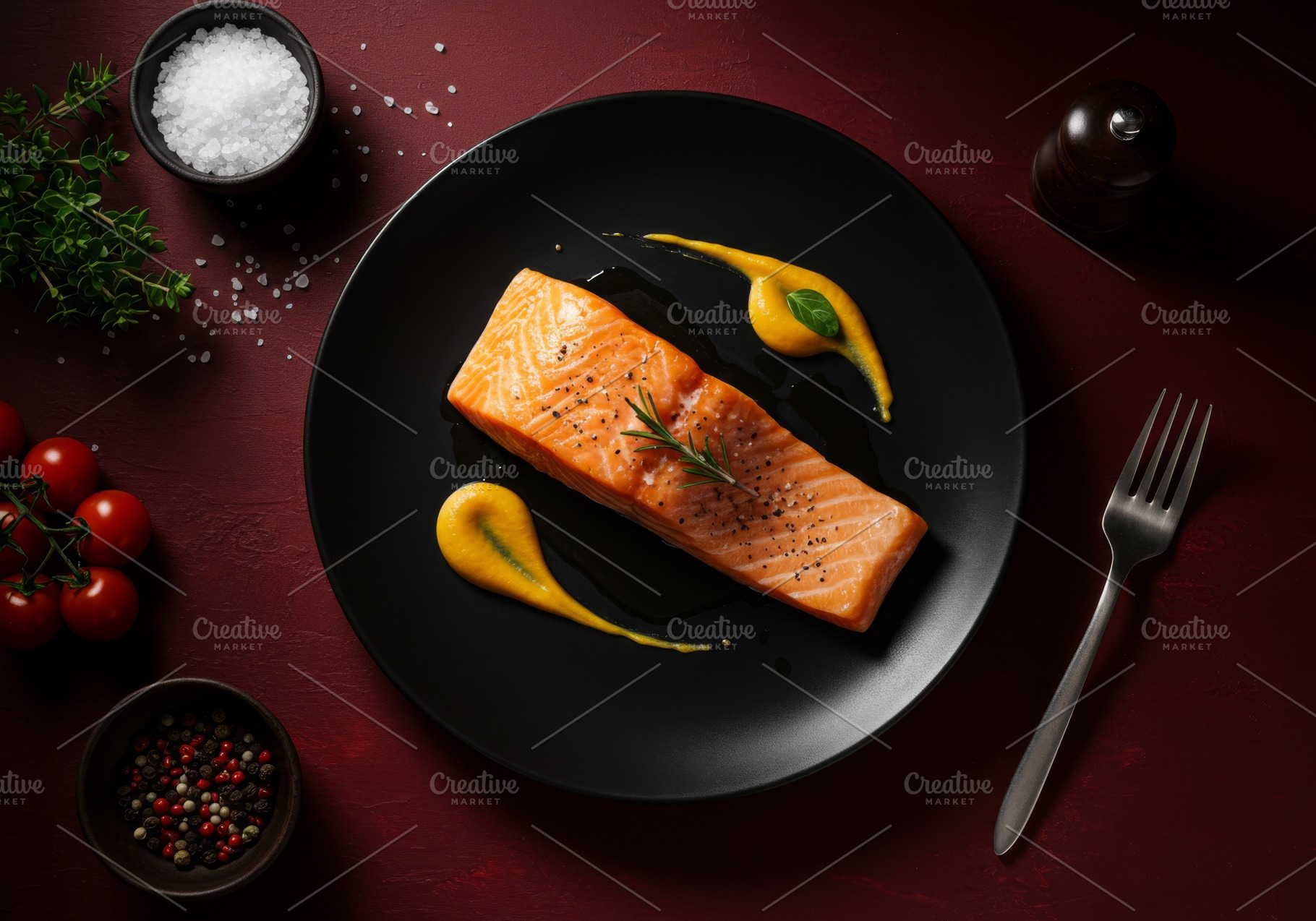 Delicately cooked salmon fillet with, a Food & Drink Photo by professorinc