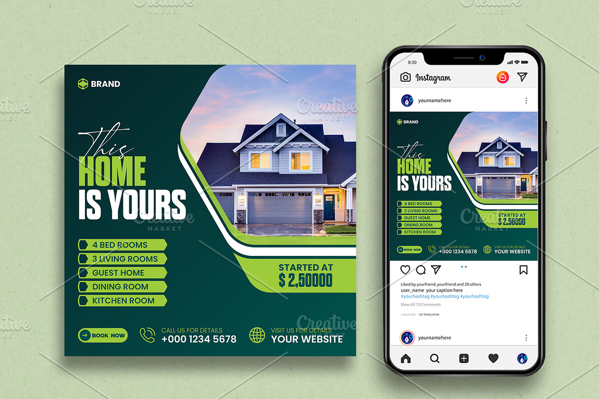 Real estate social media template, a Social Media Template by vectorlnk (Photo 5 of 5)