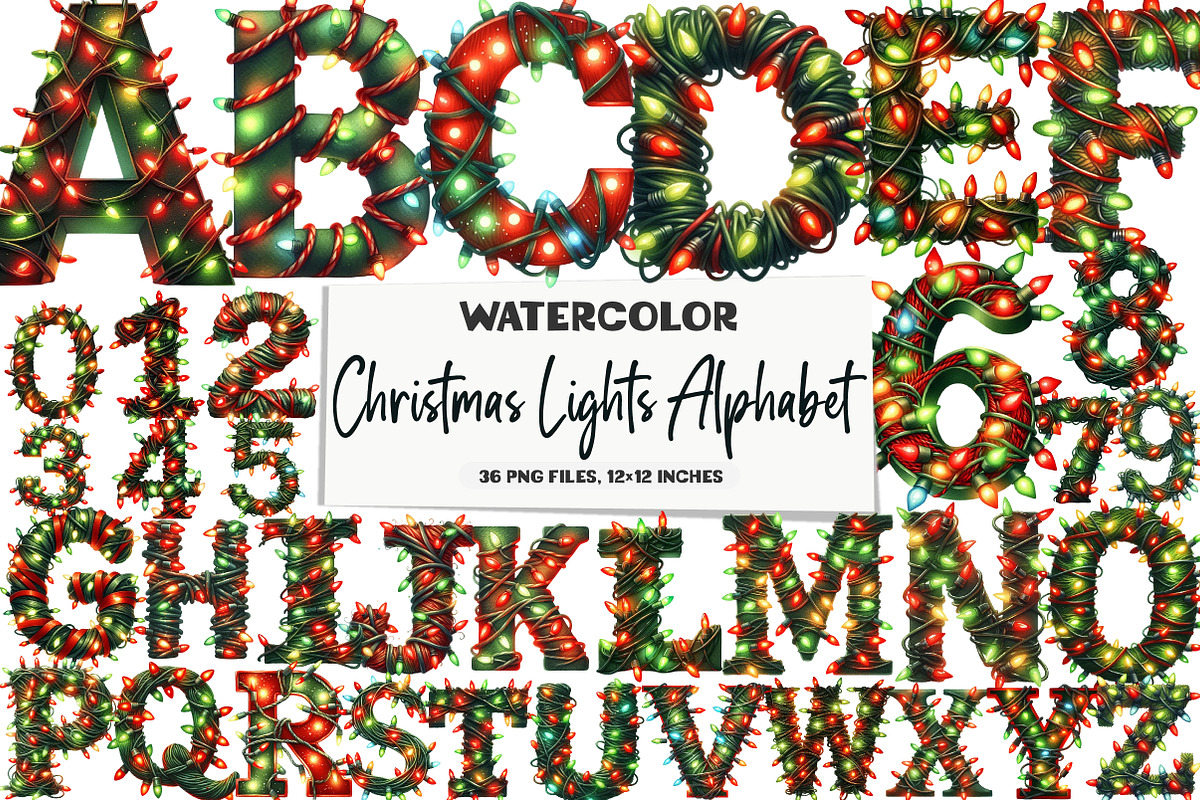 Christmas Lights Alphabet Clipart, an Illustration by DreamArtGraphic (Photo 1 of 2)