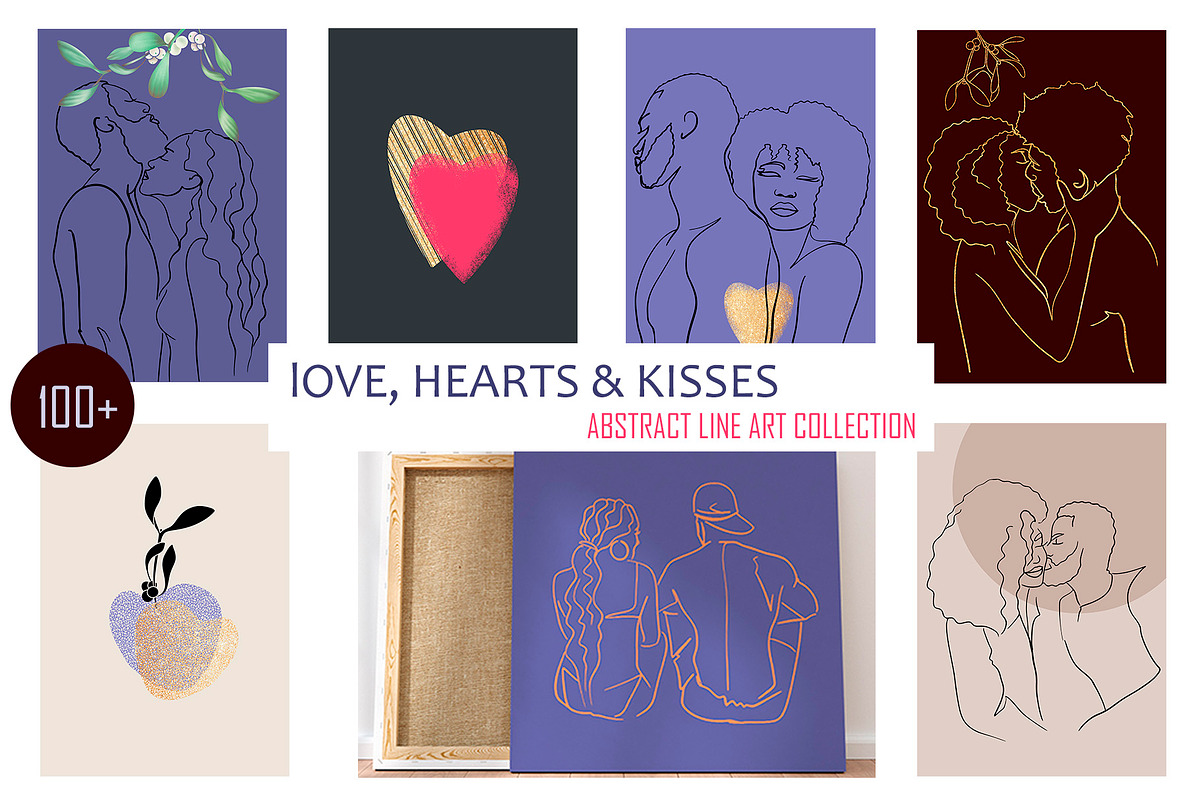 LOVE HEARTS KISSES. MODERN LINE ART, a Person Illustration by ArtOLB (Photo 1 of 12)