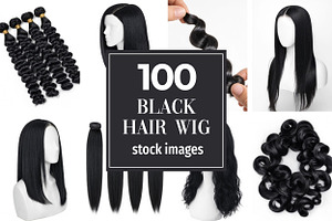 Black Hair Wig Stock Photos
