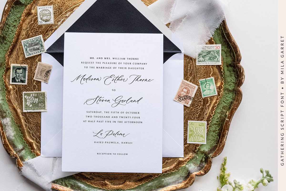 Gathering Calligraphy Wedding Script, a Script Font by Mila Garret (Photo 6 of 17)