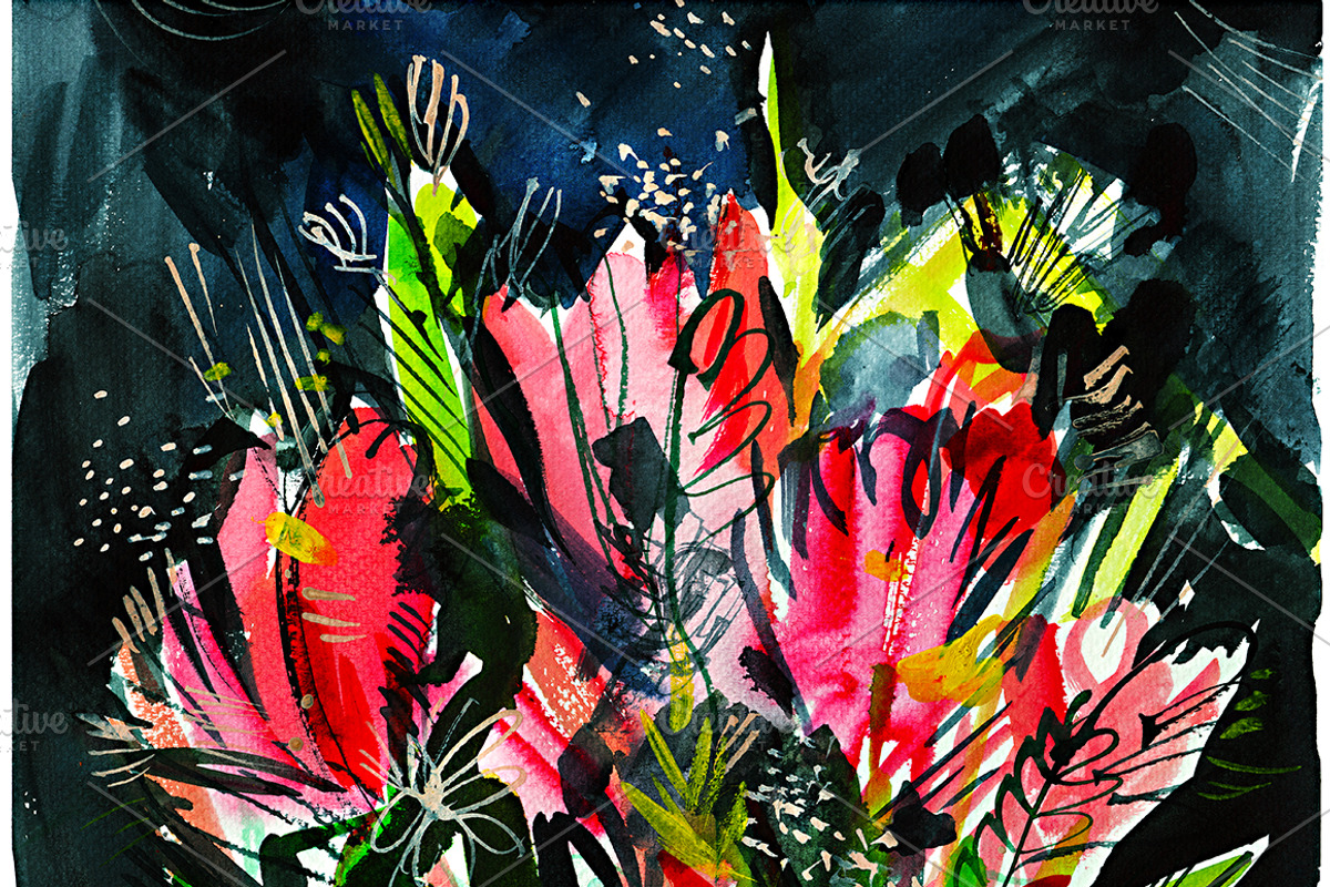 bundle: 12 flowers in a square, a Texture Illustration by coconut_forest (Photo 8 of 13)