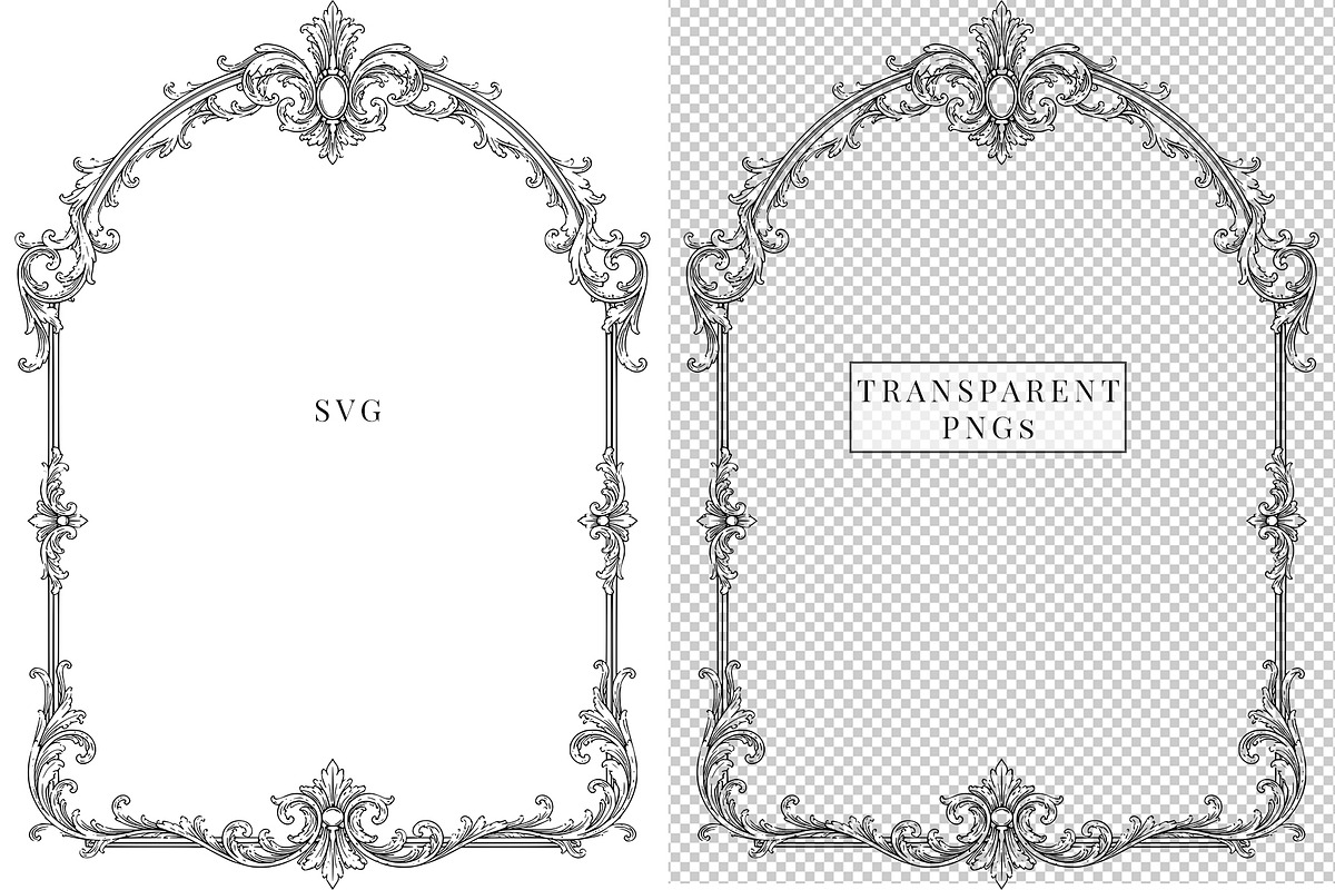 Baroque Flourish Borders, a Decorative Illustration by AW Studios (Photo 3 of 12)