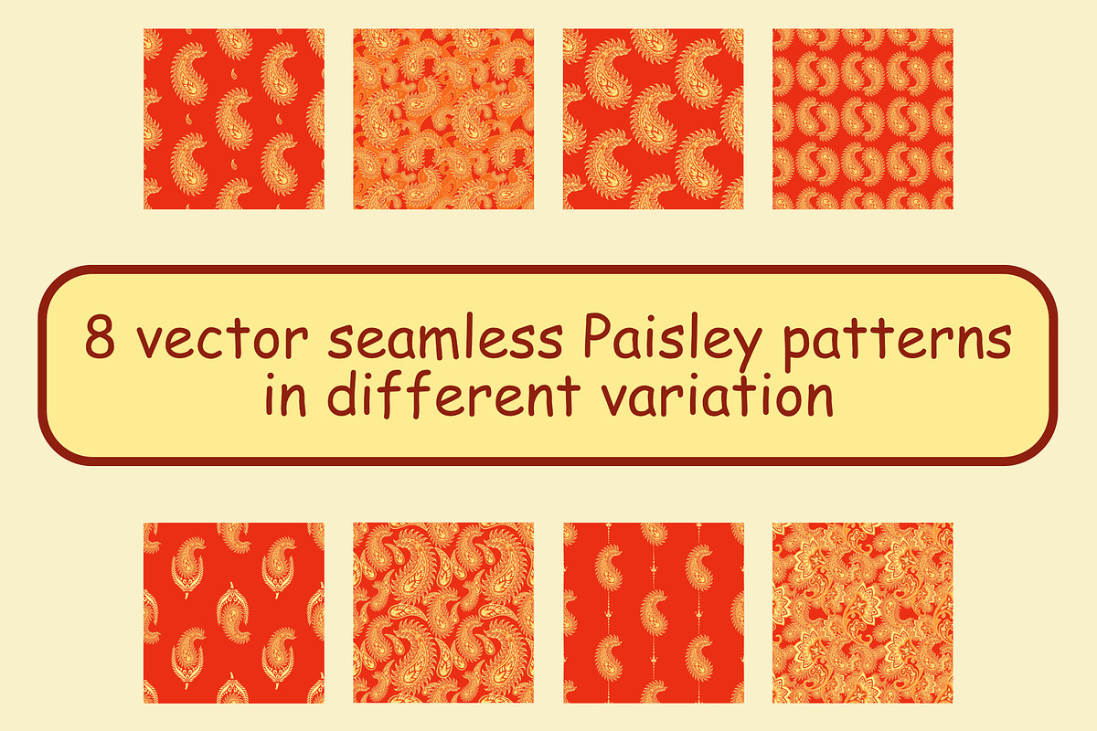 Orange Paisley patterns, a Pattern Graphic by ThaiByGaew (Photo 2 of 3)