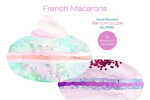 Cute Watercolor French Macarons