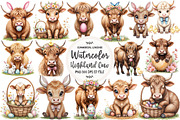 Easter Highland Cow Clipart, an Illustration by OK Design (Thumbnail 1 of 5)