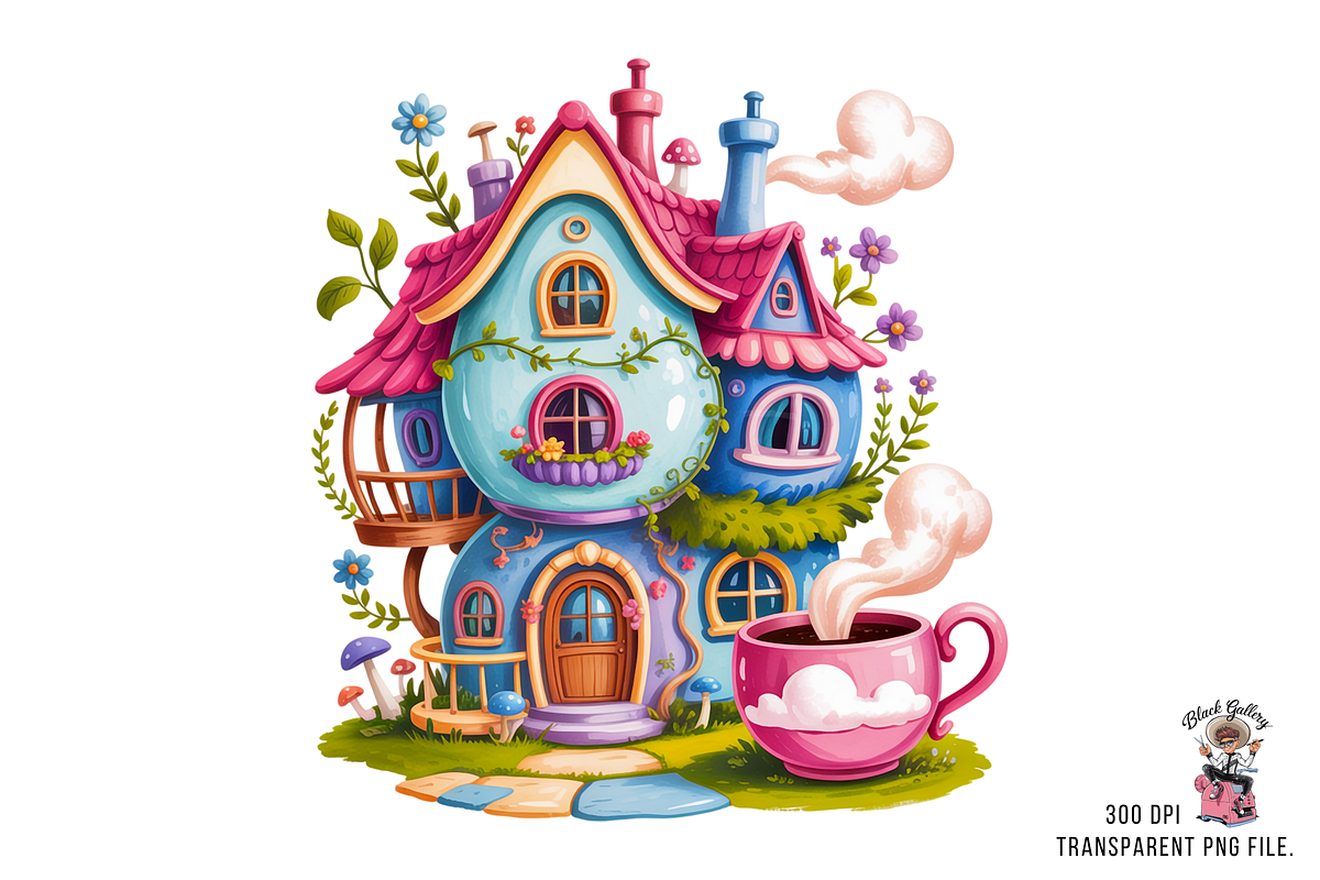 Teapot House PNG Clipart Bundle, a Graphic by Clipart Studio (Photo 5 of 11)