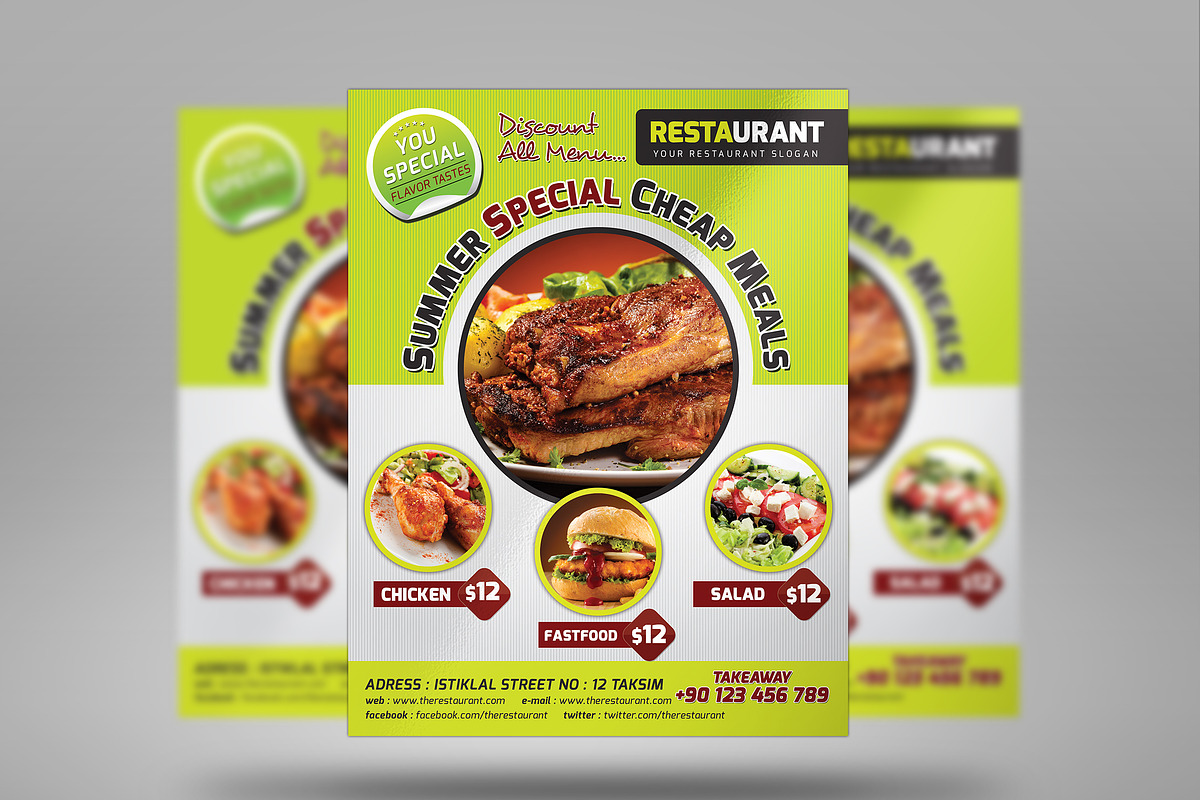 University Fast Food Flyer 3 Color, a Flyer Template by fatihakdemir (Photo 2 of 5)