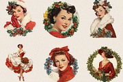 Vintage Christmas Lady Clipart Bund, an Illustration by SVGArt (Thumbnail 2 of 8)
