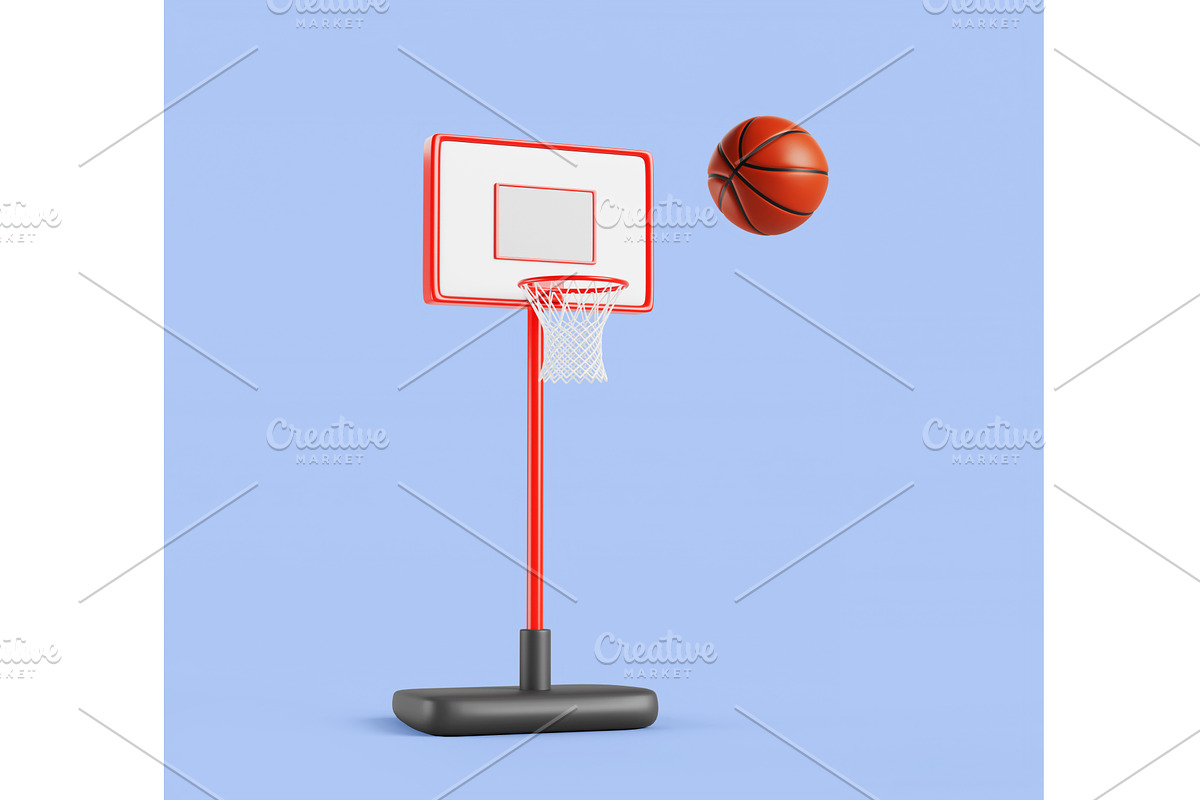 Basketball stand with red hoop and, a Sport Illustration by Marozhkastudio