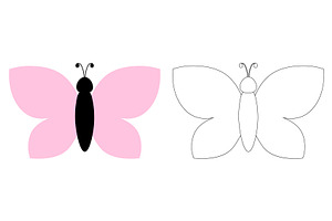 Butterfly Clipart Coloring Silhouett