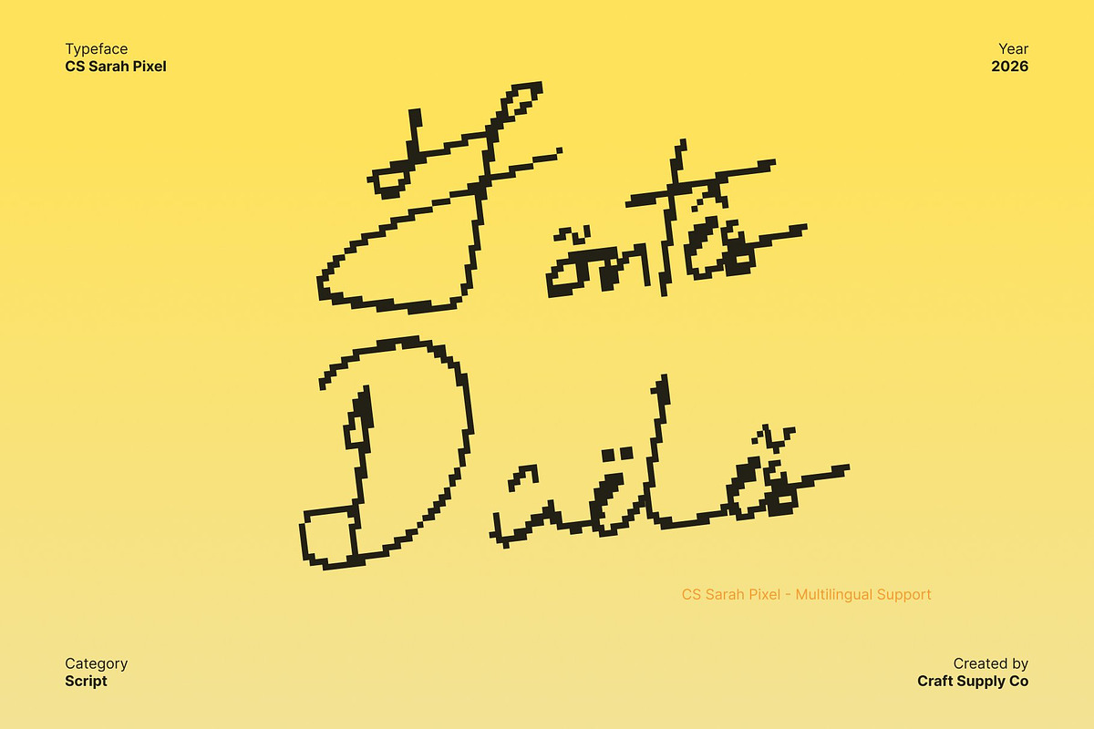 CS Sarah Pixel, a Script Font by Craft Supply Co. (Photo 7 of 8)