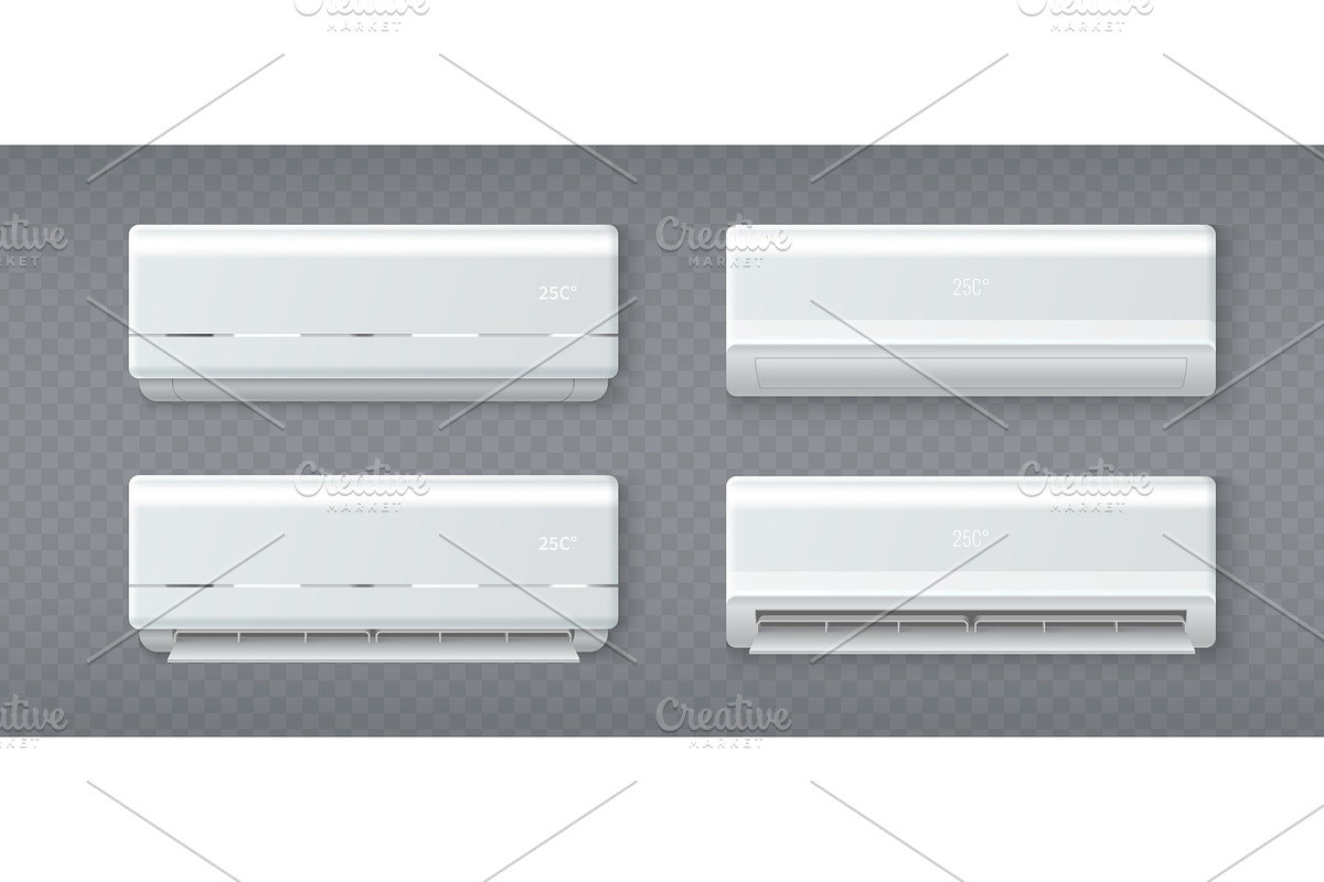 White air condition units with 3d, an Object Illustration by art PVP - market