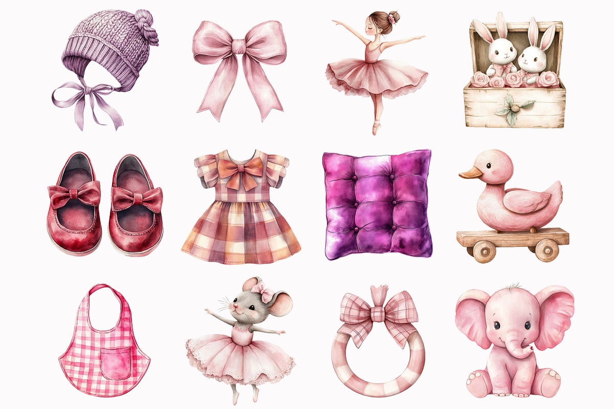 Burgundy Baby Girl Clipart, an Illustration by Design Market (Photo 3 of 7)