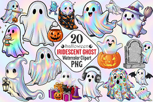 Halloween Iridescent Ghost Clipart, an Illustration by RobertsArt