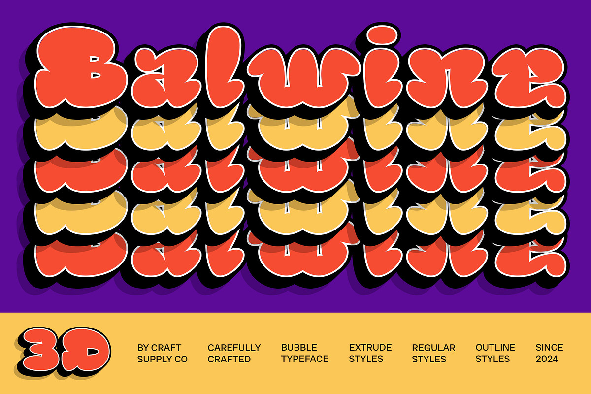 Balwine 3D, a Sans Serif Font by Craft Supply Co. (Photo 1 of 7)