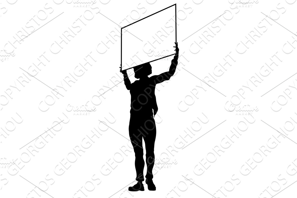 Protest Rally March Picket Sign, a Person Illustration by Christos Georghiou