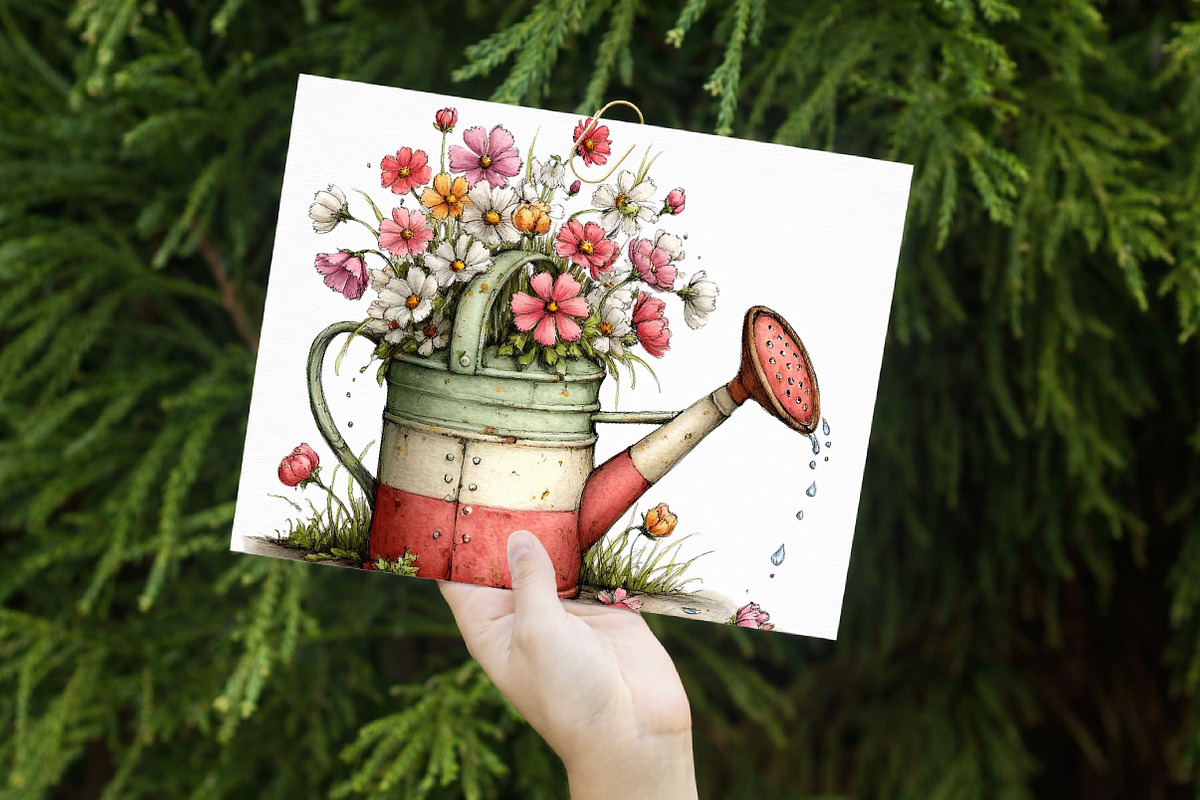 Watercolor Watering Can Clipart, an Illustration by Libby Wishes (Photo 7 of 7)