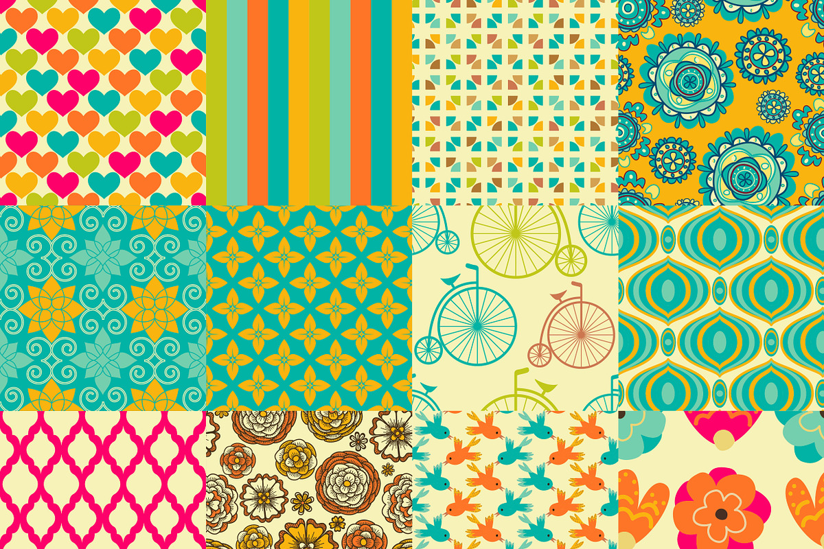 Collection of 36 seamless patterns preview 3