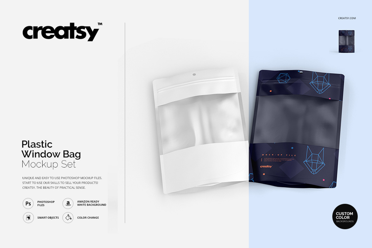 Plastic Window Bag Mockup Set, a Packaging Mockup by creatsy2 (Photo 1 of 7)