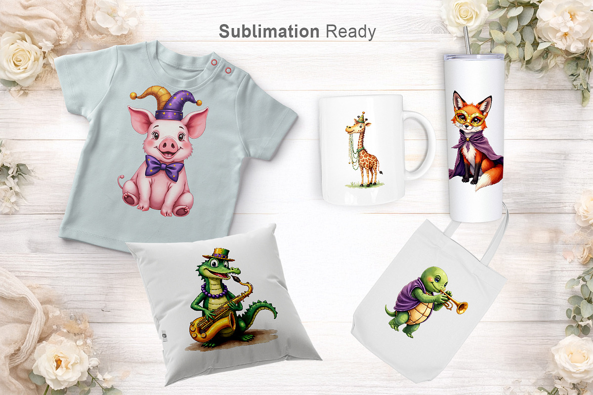 Watercolor Mardi Gras Animal Clipart, an Animal Illustration by Artnoy (Photo 7 of 8)