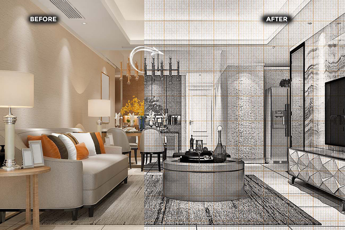 ARCHITECTURAL SKETCH FX — Ps Action, an Action Add-On by Studio Retouch (Photo 5 of 12)