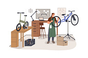 Bicycle repair service. Bike fixing, a Transportation Illustration by Good Studio (Thumbnail 2 of 5)